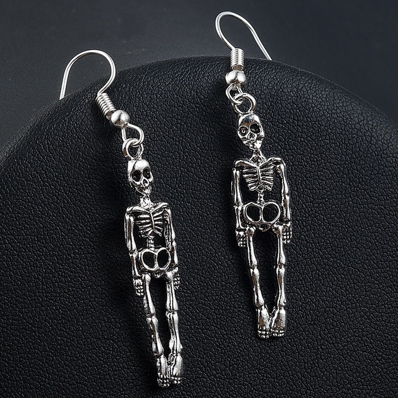 Any 4/$25! Antiqued Silver Skeleton Dangle Earrings - Picture 4 of 8